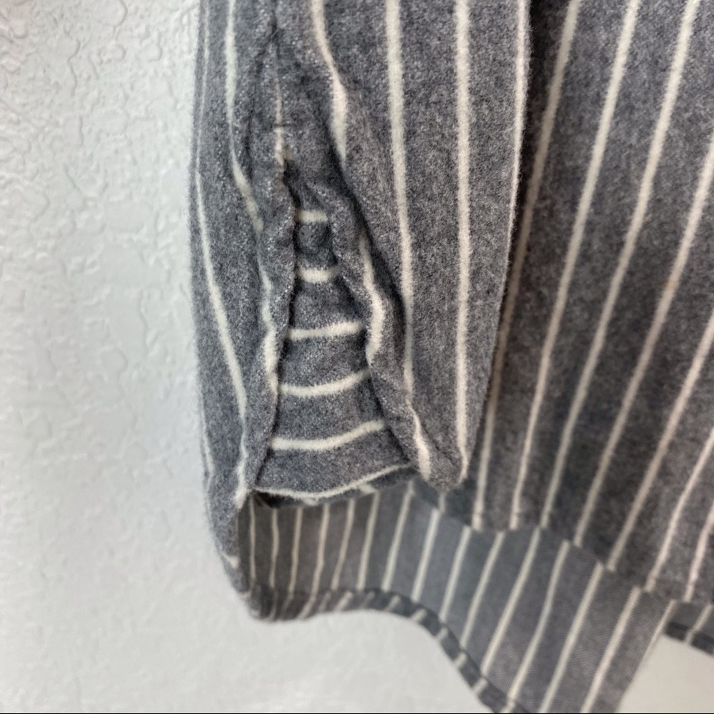 Madewell Westward Gray White Stripe Flannel Long Sleeve Button Front Shirt - Picture 10 of 12